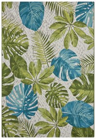 Hanse Home, Kusový koberec Flair 105617 Tropical Leaves Turqouise Green – na von aj na doma, 200x285, viacfarebná, chodba / predsieň