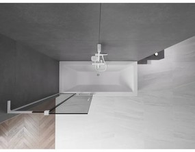Mexen Velar L, 2-krídlová posuvná vaňová zástena 80 x 150 cm, 8mm šedé sklo, biela matná, 896-080-003-41-20