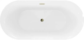 Mexen Roxy, voľne stojaca vaňa 170 x 80 cm, biela, zlatý lesklý prepad, 51201708000-50