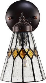 Nástenná Tiffany lampa žlté detaily YelloRhom - 17*12*23 cm E14/max 1*40W