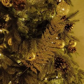 DECOLED Zlatá přízdoba, větvička kapradí, 55 cm