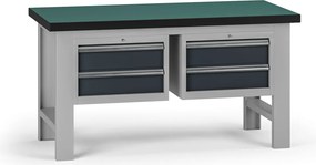 Pracovný stôl do dielne G8, 1500 x 750 x 800 mm, 2x kontejner, 4 zásuvky, grafit