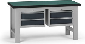 Pracovný stôl do dielne G8, 1500 x 750 x 800 mm, 2x kontejner, 4 zásuvky, grafit