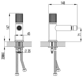 F-Design Ardesia, bidetová batéria, čierna matná-ružové zlato, FD1-ARD-6-25