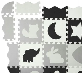 PENOVÉ VZDELÁVACIE PUZZLE 36 ks - XXL sivo / čierne