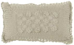 Béžovo-zelený bavlnený vankúš s čipkou Lace green - 50*10*30cm