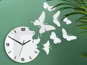 3D nalepovacie hodiny Butterfly biele