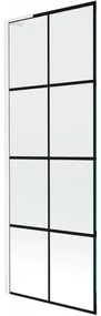 Mexen Next L, 1-krídlová vaňová zástena 70 x 150 cm, 6mm číre sklo-čierny vzor, biely profil, 895-070-000-03-77-20
