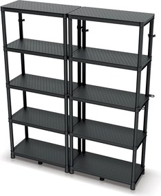 Prosperplast Regál plastový 5 políc STACKARO MIDDLE 74 x 36 x 172,5 cm - čierny