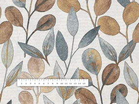 Biante Dekoračný oválny obrus Porto PRT-009 Modro-hnedé listy na režnom 120x140 cm