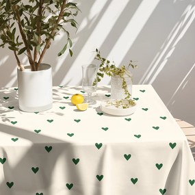 Goldea hranatý obrus 100% bavlnené plátno - srdiečka na slonovej kosti 100 x 140 cm