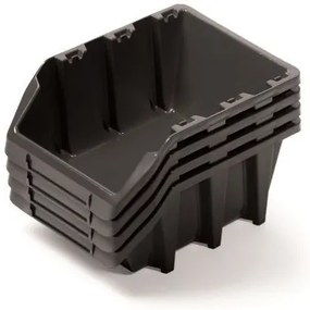Sada 4 úložných boxov po 29,5 × 19,8 × 13,3 cm, čierna