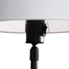 Stolová lampa čierna s oválnym ľanovým tienidlom bielym 35 cm - Parte