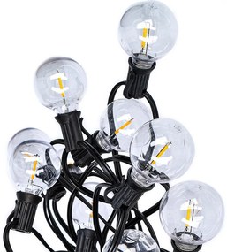 SOLIGHT LED vonkajšia reťaz s žiarovkami, 25 žiaroviek, 15m +5m, 20W, teplá biela