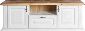 Biela skrinka pod tv - stolik biely, masív dub 180x47x54 cm
