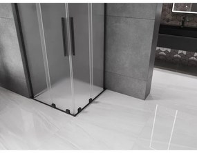 Mexen Velar L Duo, sprchový kút s posuvnými dverami 90 x 90 cm, 8mm sklo námraza, čierna matná, 871-090-090-02-33-70