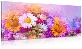 Obraz olejomaľba farebných kvetov Varianta: 120x60