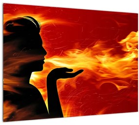 Obraz zeny s plameňmi (70x50 cm)
