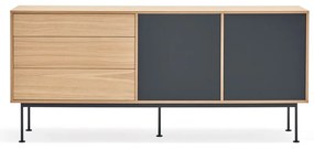 Antracitovosivá komoda v dubovom dekore Teulat Yoko, šírka 180 cm