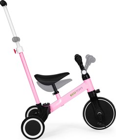 ECOTOYS 2v1 trojkolka/odrážadlo pre deti 3+ s rukoväťou, EVA kolesá, ružová