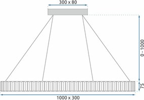 Toolight Toolight, LED stropné svietidlo 100x30 cm, 22W, APP1508-CP, zlatá matná, OSW-06971