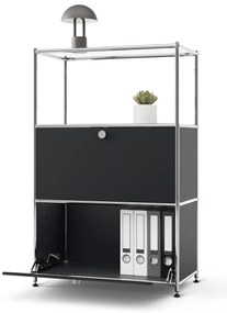 Kovová komoda »CN3« s 2 výklopnými priehradkami, čierna