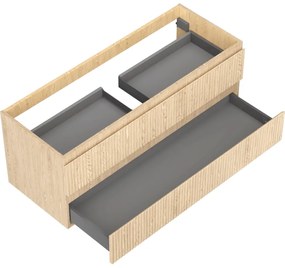 Mexen Rivel, kúpeľňová skrinka 120 cm, 2 zásuvky, drážkovaná, dub, 91A20-12047-2-BFF81