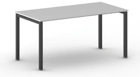 Rokovací kancelársky stôl PRIMO SQUARE, 160x80 cm, čierna podnož, sivá