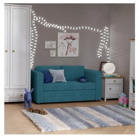 Čalúnená rozkladacia dvojmiestná pohovka s podrúčkami LAYLA, modrá