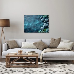 Sklenený obraz - Kamene tvaru srdca (70x50 cm)