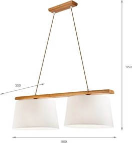 Luster na lanku AIDA, 2xE27/60W/230V, priemer 35 cm, dub