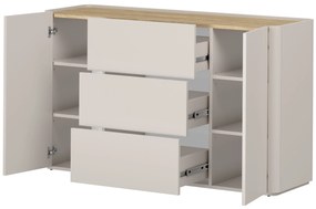 Komoda Elivo 150 cm so zásuvkami - kašmír / olejovaný dub