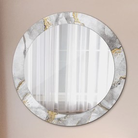 Okrúhle dekoračné zrkadlo s motívom Biele mramorové zlato fi 70 cm