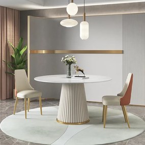 Jedálenský stôl Modig 120 cm eko koža ecru/mramor