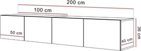 ZÁVESNÝ TV STOLÍK ELEGANTE TRAVERTÍN 200 cm