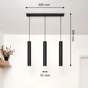 LED Luster na lanku TUBA 3xGU10/4,8W/230V čierna