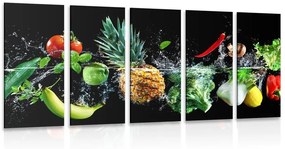 5-dielny obraz organické ovocie a zelenina - 200x100
