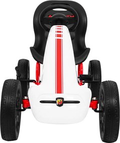Ramiz ABARTH pedálová motokára pre deti Biela + EVA kolesá + Ručná brzda + Voľnobeh