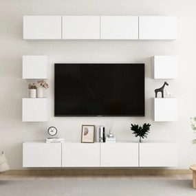 8-dielna súprava TV skriniek biela drevotrieska