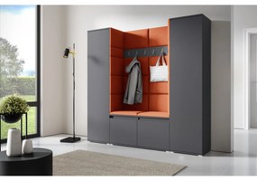 Predsieňová stena AMI 31 Bez zrkadla Grafit Tmavo oranžová