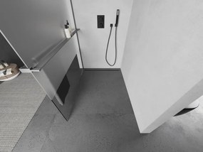 Mexen Kioto+ L, sprchová zástena Walk-In s poličkou a vešiakom 80 x 200 cm, 8mm číre sklo-námraza, grafitový profil, 800-080-123-95-35