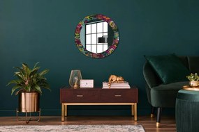 Okrúhle zrkadlo s potlačou Ručne maľované kvety fi 60 cm