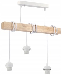 BERGE LED závesné stropné svietidlo, drevený trám, 3xE27 loft - biela