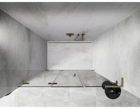 Mexen Lunar-F, L skladacie ľavé sprchové dvere 145 cm, číre sklo, zlatý profil, 836SL-145-050-50-00-L