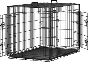 Klietka pre psov, XL prepravný box, skladací, 2 dvierka, čierna