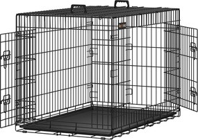 Klietka pre psov, XL prepravný box, skladací, 2 dvierka, čierna