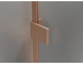 Mexen Lunar, L pravý výklopný päťuholníkový sprchový kút 80 x 100 cm, 8mm číre sklo, profil medená matná, 831L-080P-100L-65-00-P