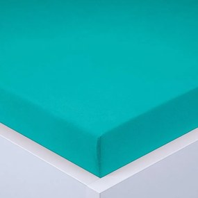 Napínacia plachta na posteľ jersey EXCLUSIVE tyrkysovo zelená 180 x 200 cm