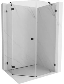 Mexen Lunar, päťuholníkový sprchový kút s ľavým sklonom 90 x 100 cm, 8mm číre sklo, čierny profil, 831-090L-100P-70-00-L