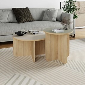 Krémovobiele/v prírodnej farbe okrúhle konferenčné stolíky v súprave 2 ks v dekore duba ø 70 cm Hillary – Marckeric